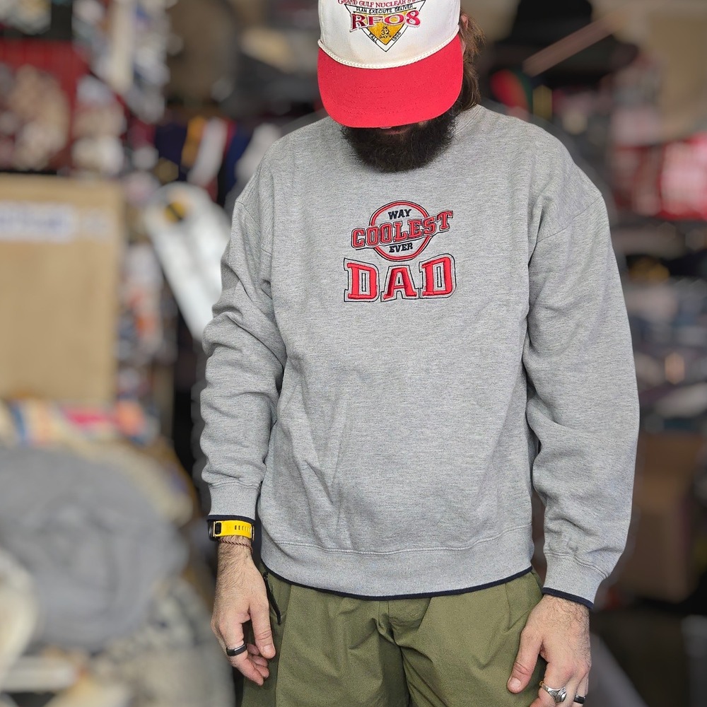VTG Way Coolest Ever Dad Sweatshirt M & C Sport Men XL Gray Cotton Poly Crewneck